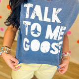 Talk To Me Goose Graphic Muscle Tank - Navy