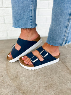 Birkenstock Arizona Pap Flex Platform Sandal - New Navy - Lace and Grace Boutique