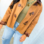 Toggle Zip Up Barn Jacket - Earthy Bark - Lace and Grace Boutique