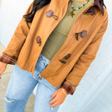 Toggle Zip Up Barn Jacket - Earthy Bark - Lace and Grace Boutique
