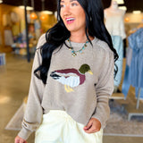 Mallard Duck Knit Sweater - Dark Flax - Lace and Grace Boutique