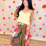 POL Multi Print Stitched Woven Pants - Taupe Pink Multi - Lace and Grace Boutique