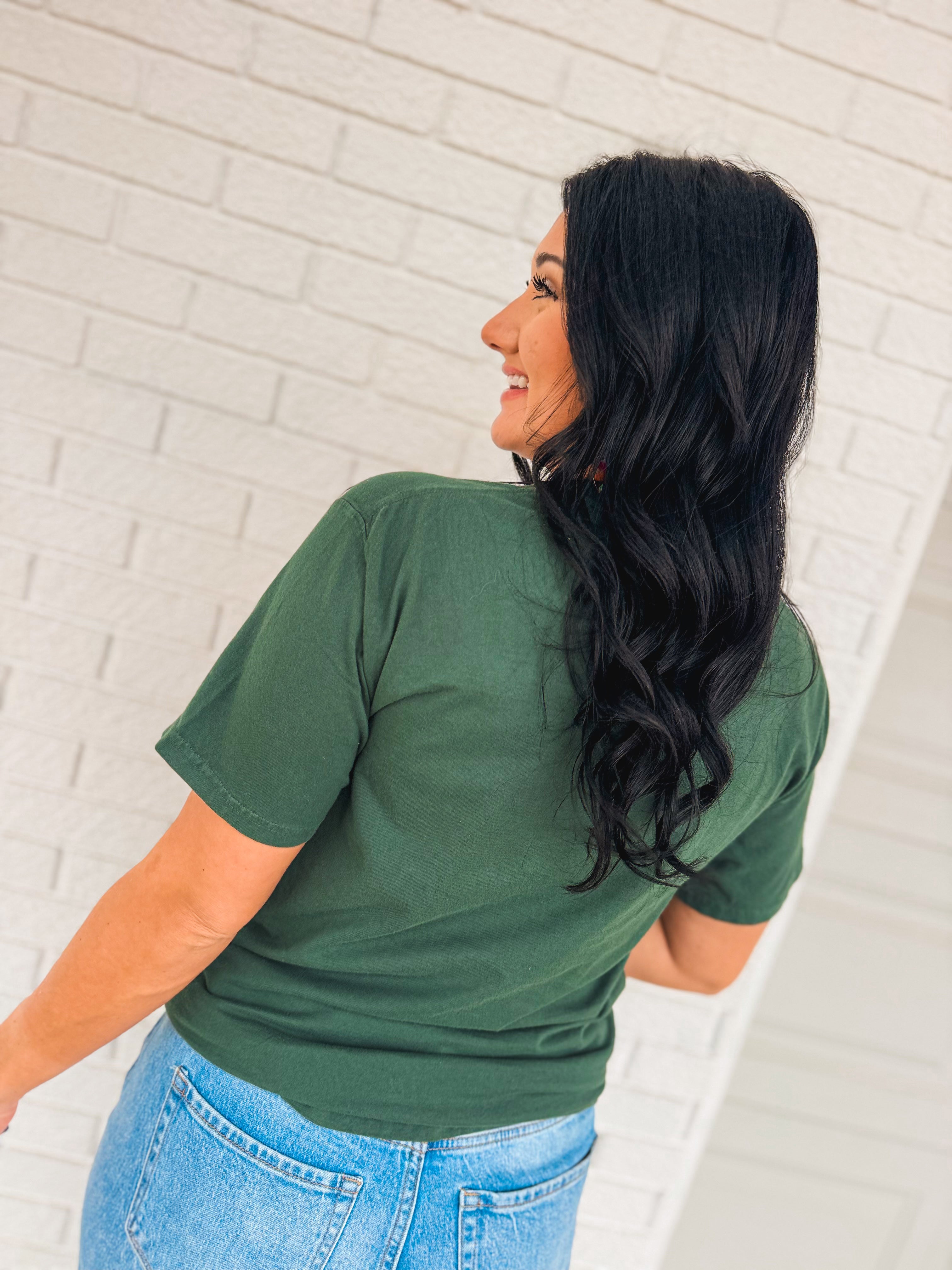 Cottage Mallard Duck Patch Tee - Hunter Green - Lace and Grace Boutique