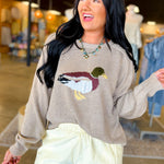 Mallard Duck Knit Sweater - Dark Flax - Lace and Grace Boutique