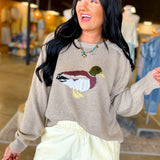 Mallard Duck Knit Sweater - Dark Flax - Lace and Grace Boutique