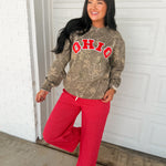 Check Print High Rise Drawstring Pants - Red Multi - Lace and Grace Boutique