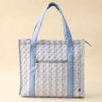 The Everyday Quilted Tote Bag - Petal Parade Blue - Lace and Grace Boutique