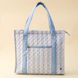 The Everyday Quilted Tote Bag - Petal Parade Blue - Lace and Grace Boutique