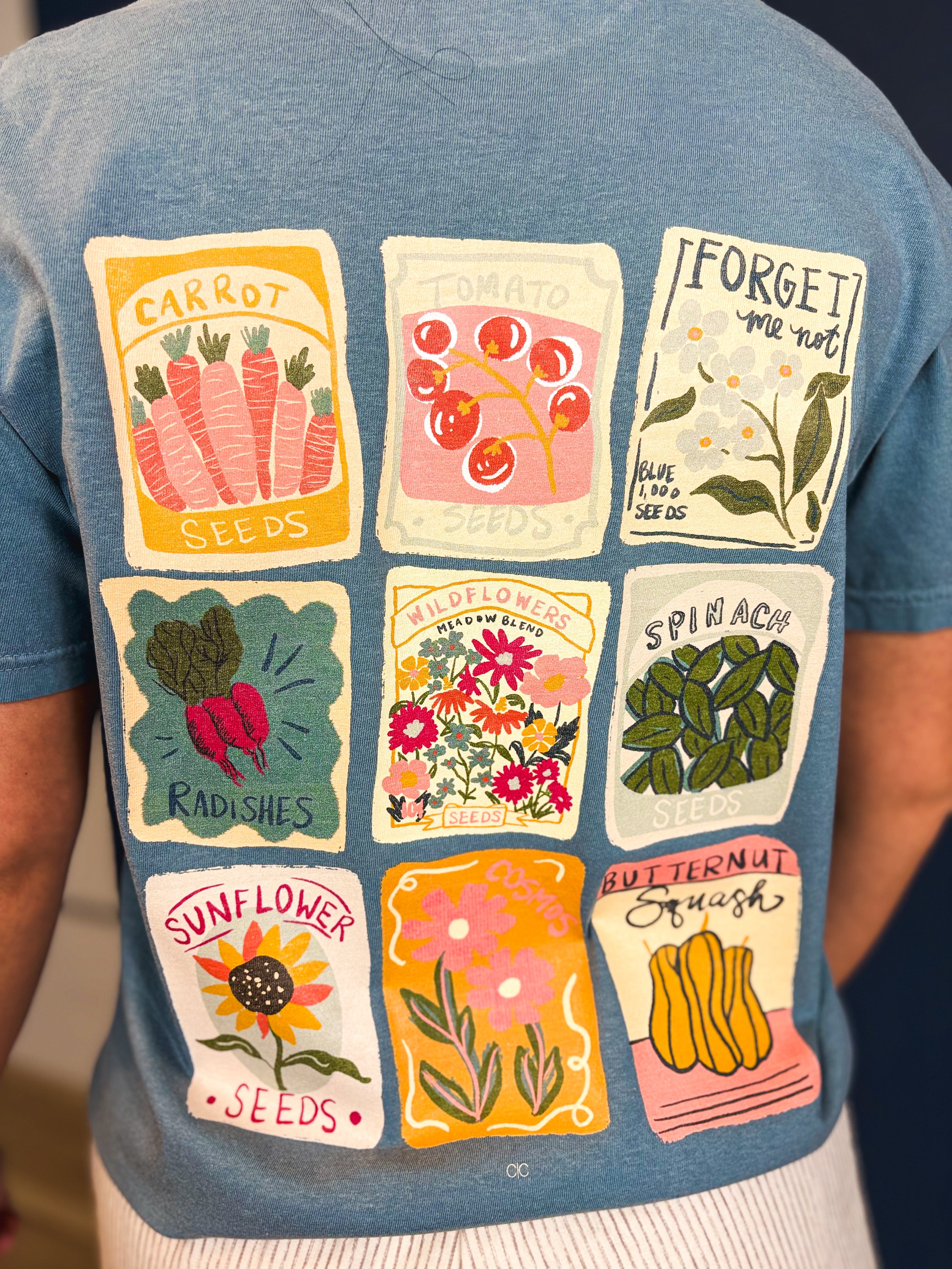Sow Kindess, Reap Grace Seed Packet Tee - Blue Spruce - Lace and Grace Boutique