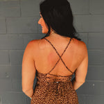 Leopard Print Criss Cross Maxi Dress - Mocha Mousse - Lace and Grace Boutique