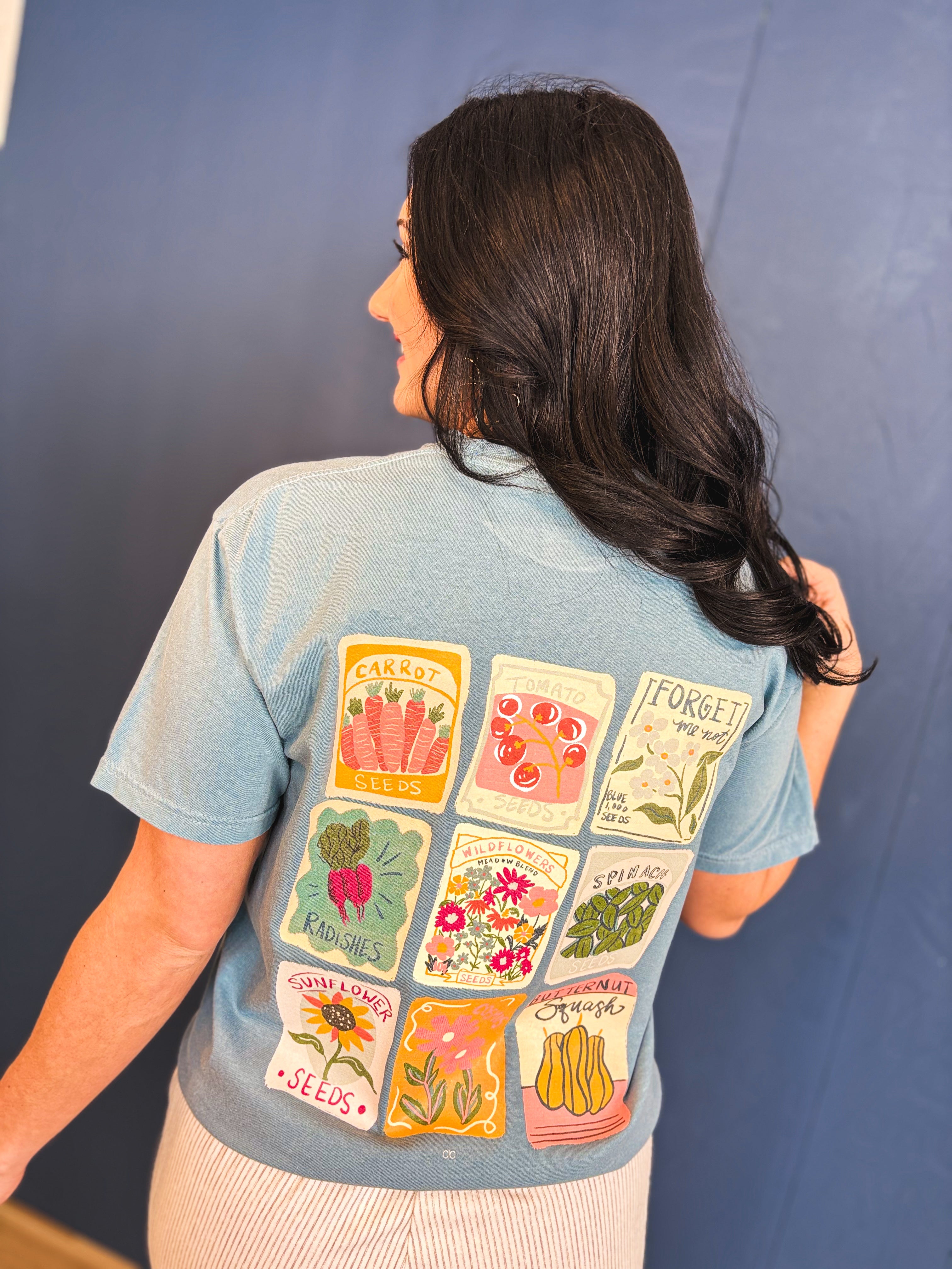 Sow Kindess, Reap Grace Seed Packet Tee - Blue Spruce - Lace and Grace Boutique