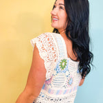 Multicolor Crochet Square Neck Crop Top - Natural - Lace and Grace Boutique