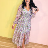 Tencel Floral Smocked Button Down Maxi Dress - Eucalyptus - Lace and Grace Boutique