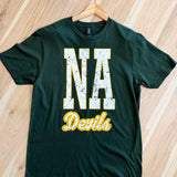 NA Devils Distressed Tee - Forest - Lace and Grace Boutique