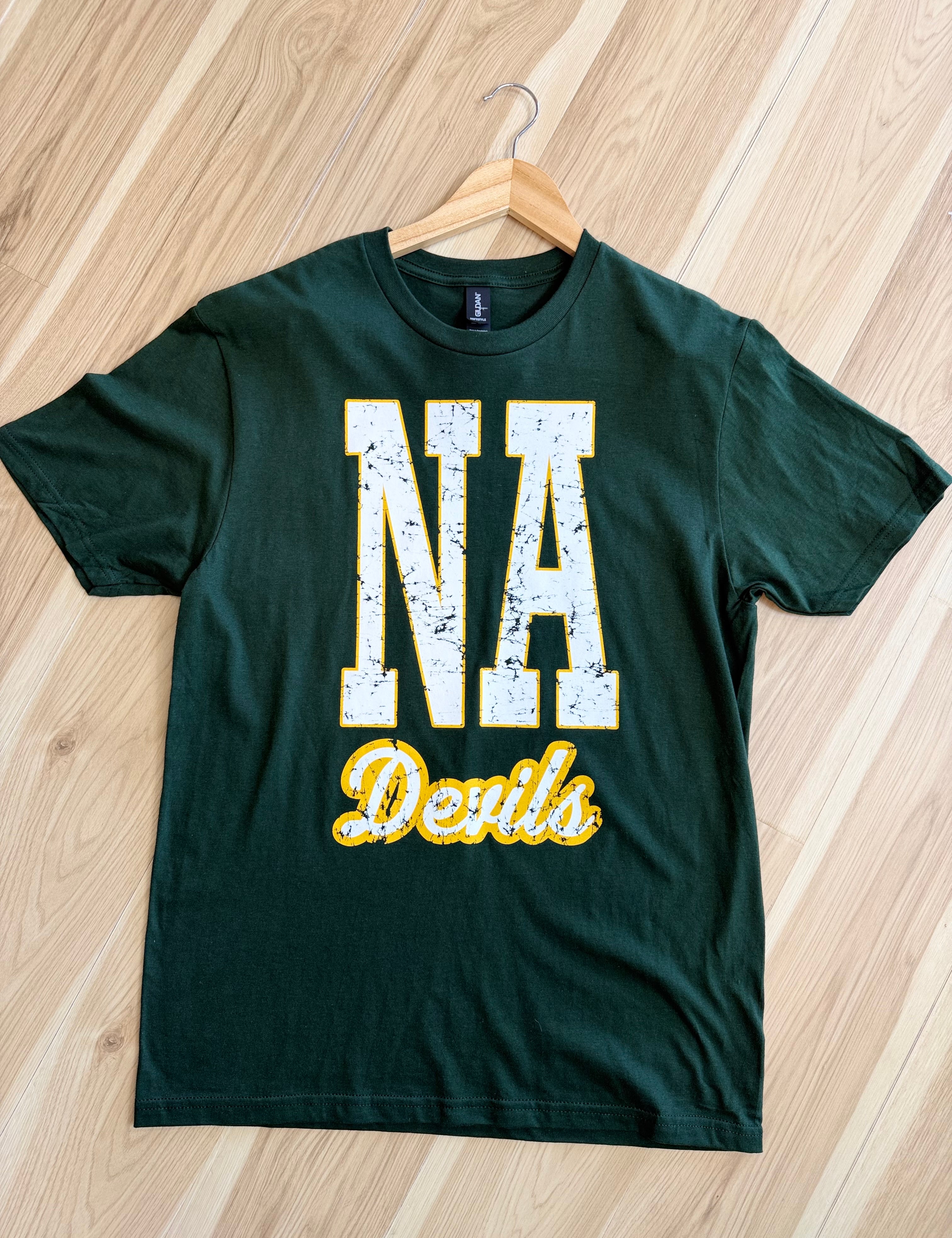 NA Devils Distressed Tee - Forest - Lace and Grace Boutique