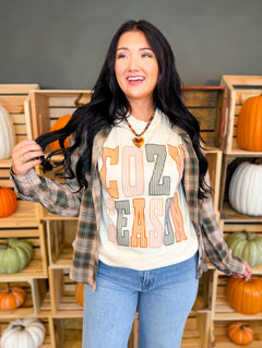 Cozy Season Graphic Tee - Ivory - Lace and Grace Boutique