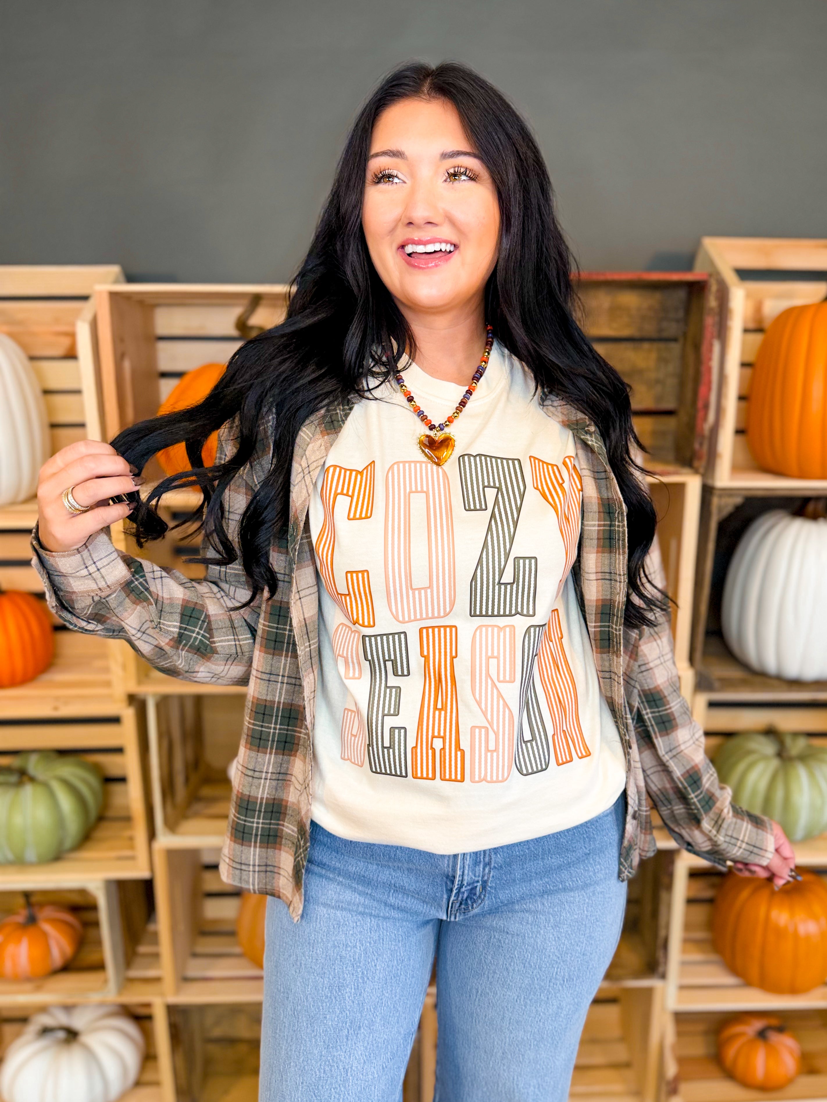 Cozy Season Graphic Tee - Ivory - Lace and Grace Boutique