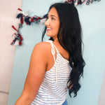 Flag Heart Sweater Tank Top - Sky - Lace and Grace Boutique