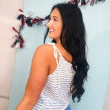 Flag Heart Sweater Tank Top - Sky - Lace and Grace Boutique