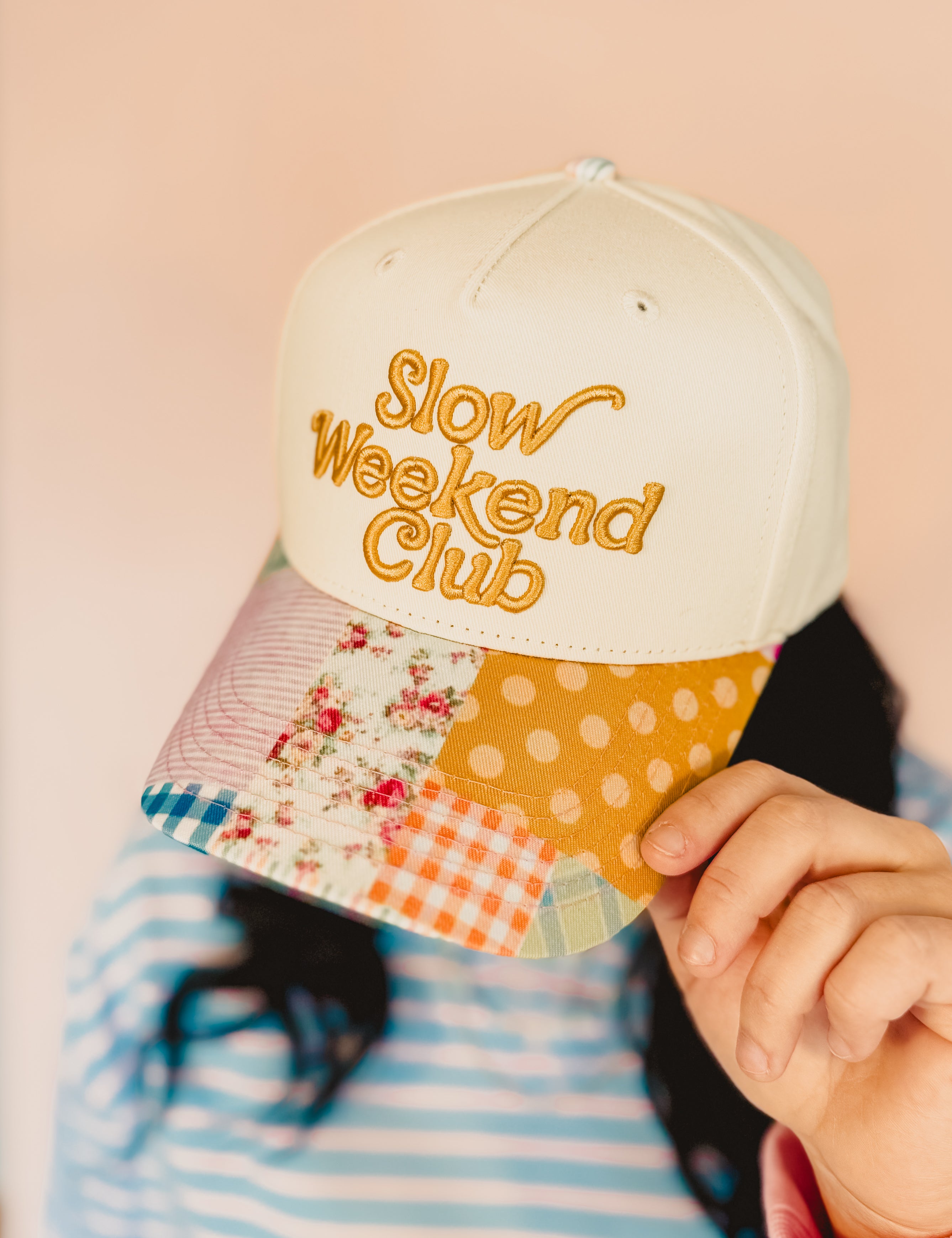 Slow Weekend Club Patchwork Trucker Hat - Cream - Lace and Grace Boutique