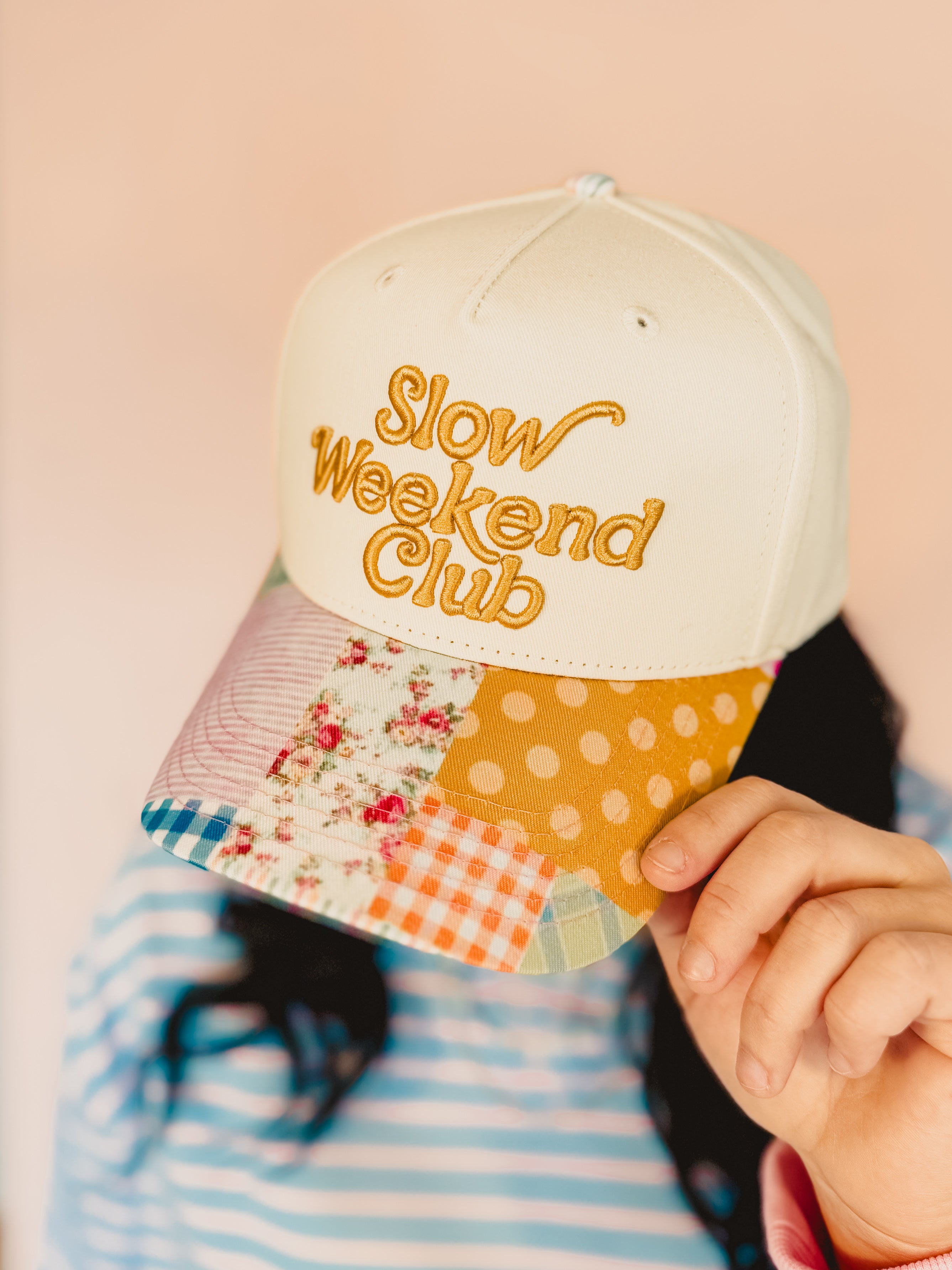 Slow Weekend Club Patchwork Trucker Hat - Cream - Lace and Grace Boutique