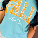 Fall Floral Bow Graphic Tee - Seafoam