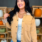 Washed Button Down Raw Edge Jacket - Ocher - Lace and Grace Boutique