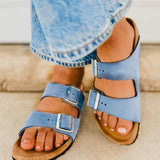 Birkenstock Arizona Nubuck Leather Sandal - Stone Blue