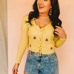 Flower Embroidered High-Rise Denim Shorts - Lace and Grace Boutique