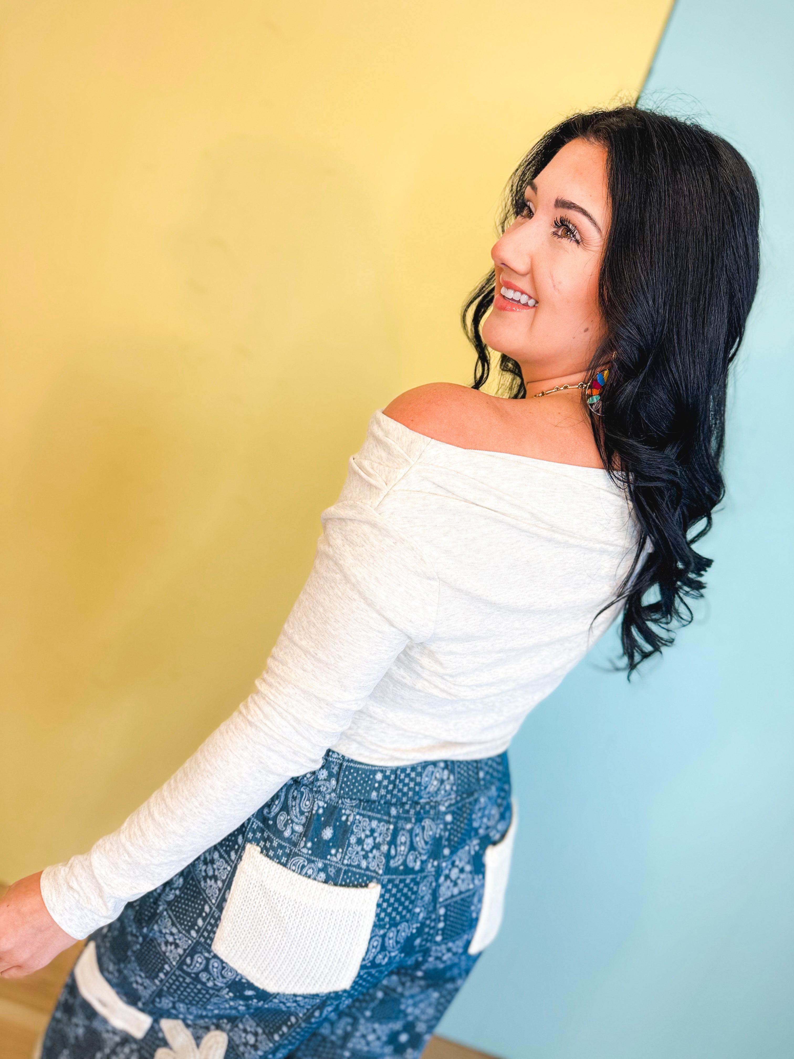 One Shoulder Ruched Knit Top - Oatmeal - Lace and Grace Boutique