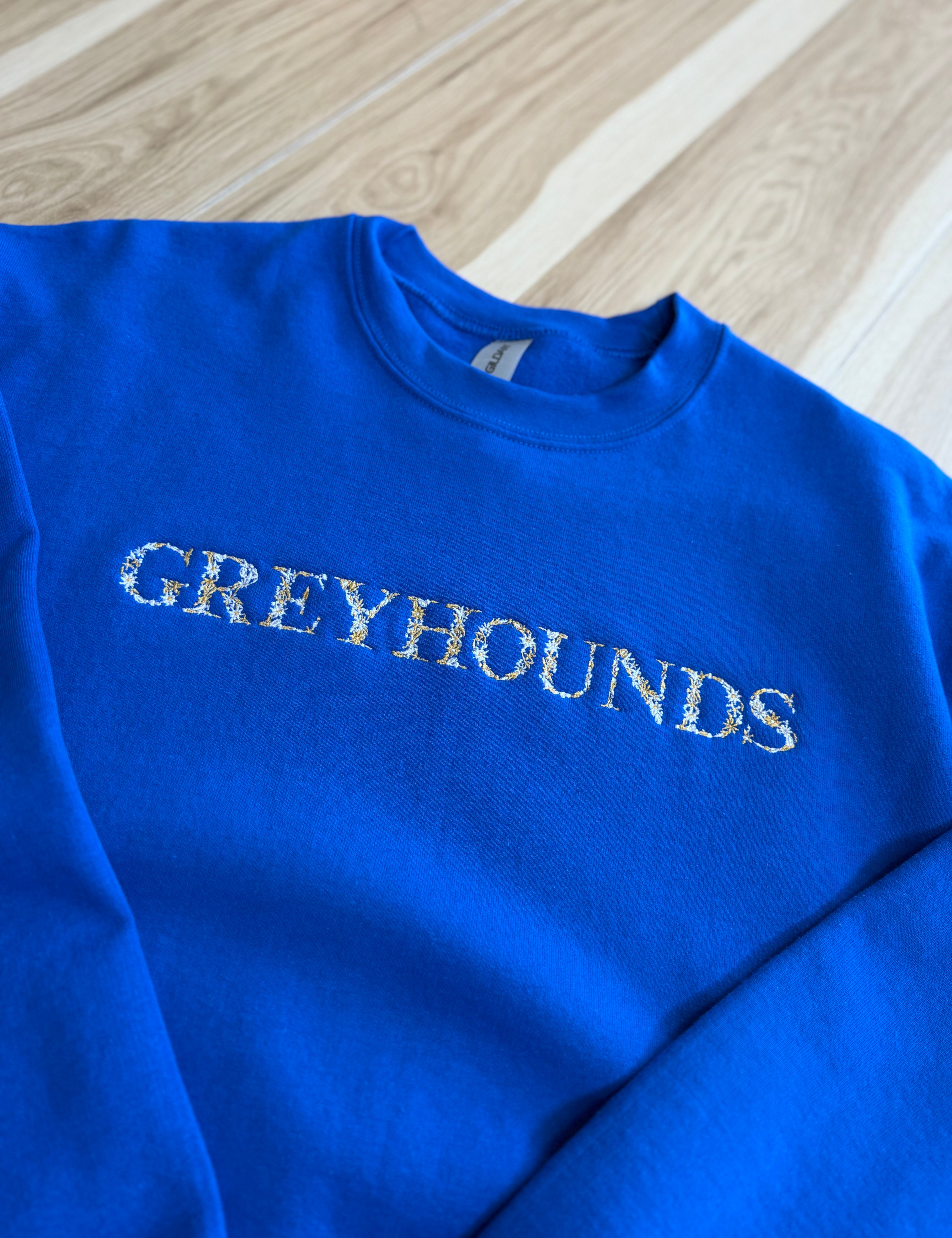 Greyhounds Embroidered Sweatshirt - Royal - Lace and Grace Boutique