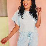 Textured Knit Loose Fit Set - Sky