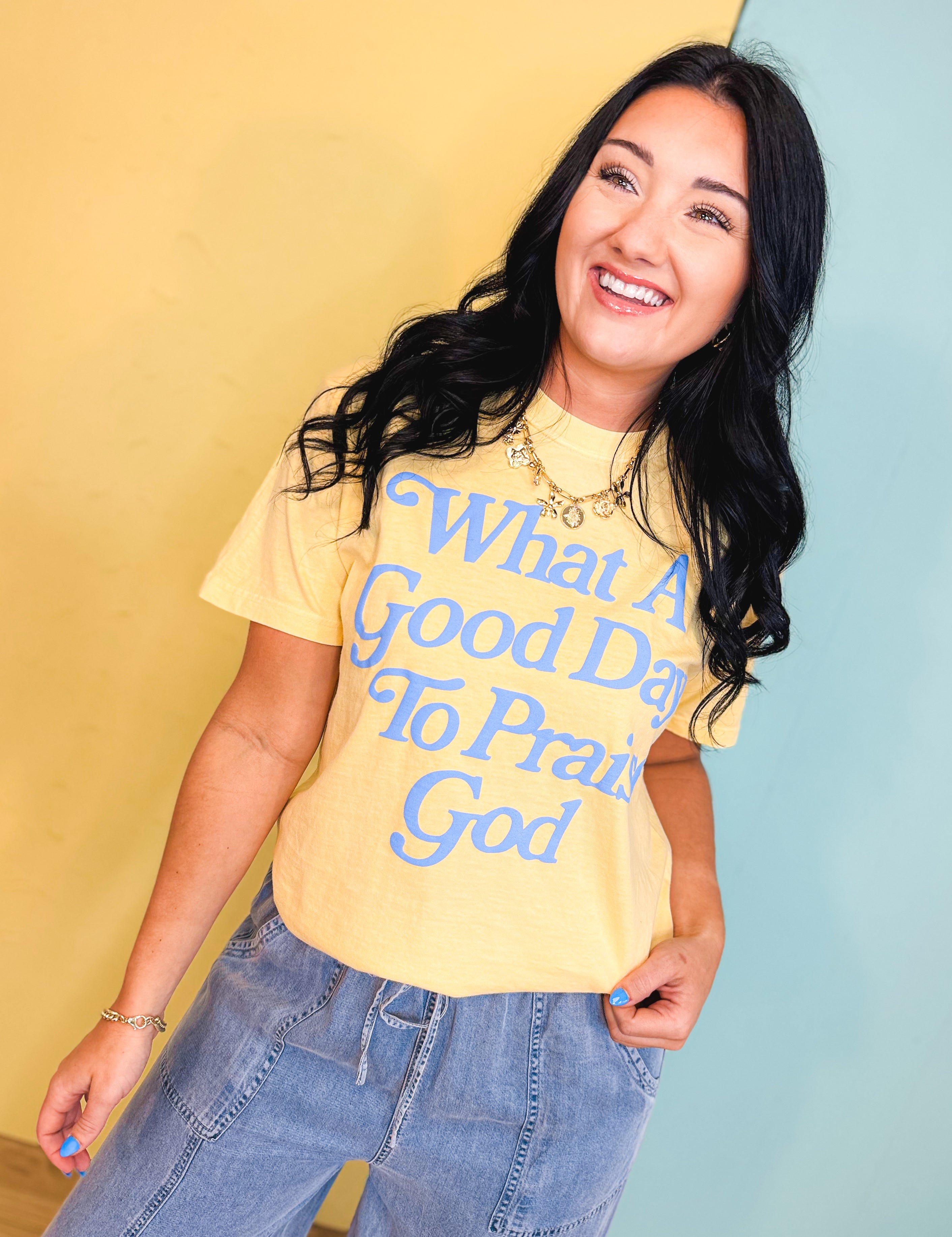 Praise God Graphic Tee - Butter - Lace and Grace Boutique