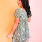 Embroidered Babydoll Mini Dress - Eucalyptus - Lace and Grace Boutique