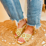 Granny Square Crochet Flat Sandal - Green Multi