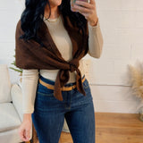 Knit Cross-Front Triangle Shawl - Caramel
