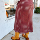 Polka Dot Satin Midi Skirt - Choco/White