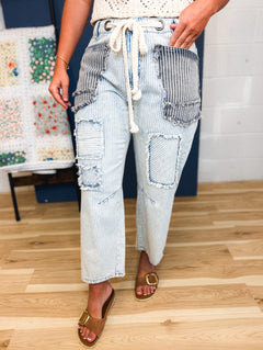 Oli & Hali Multi Striped Pants - Blue Multi - Lace and Grace Boutique