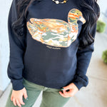 Simply Southern Camo Duck Patch Sweatshirt - Black - Lace and Grace Boutique