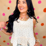 POL Floral Ruffle Hem Tank Top - Cream Multi - Lace and Grace Boutique