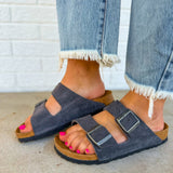 Birkenstock Arizona Suede Leather Sandal - Charcoal