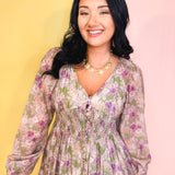 Tencel Floral Smocked Button Down Maxi Dress - Eucalyptus - Lace and Grace Boutique