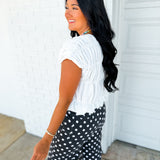 Smocked Bubble Hem Knit Top - Ivory
