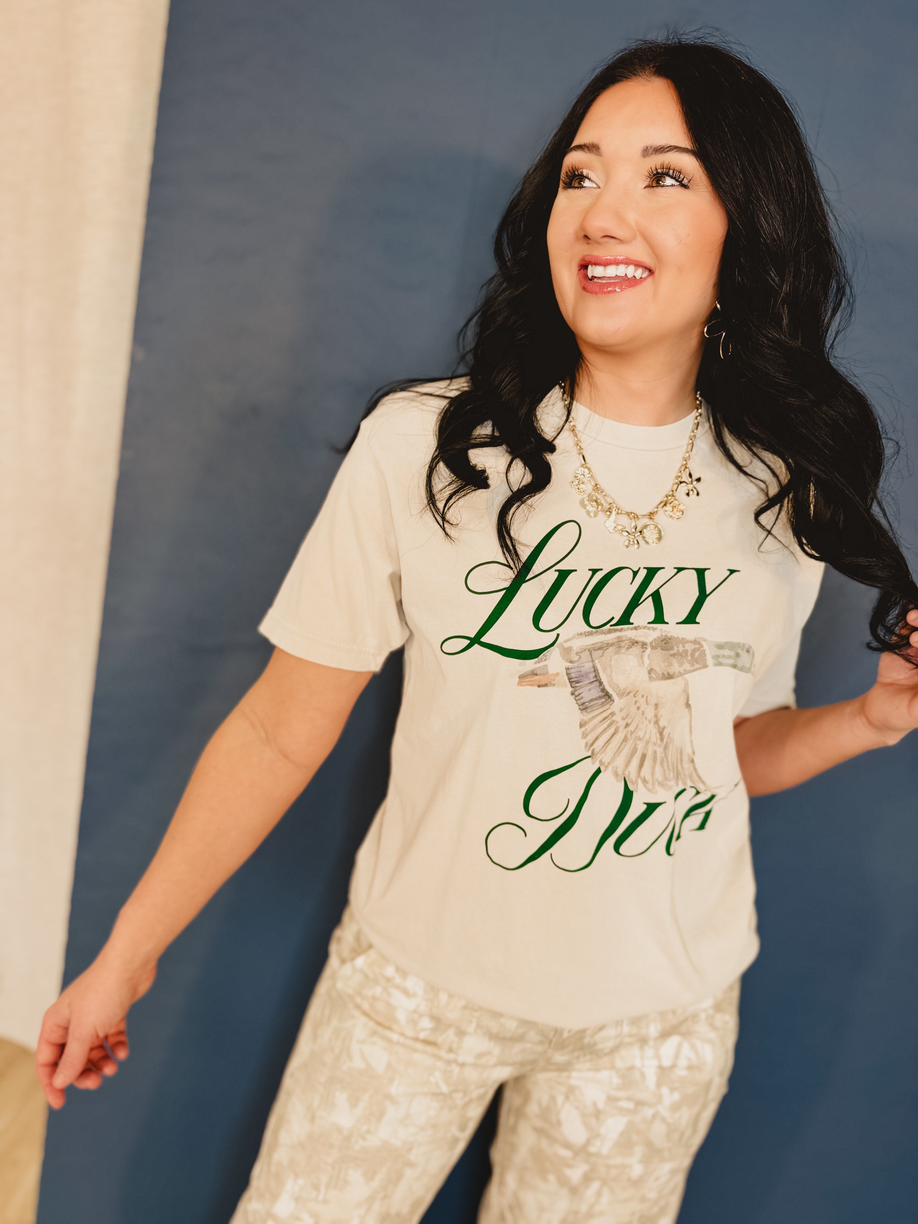 Lucky Duck Graphic Tee - Vintage Artic - Lace and Grace Boutique
