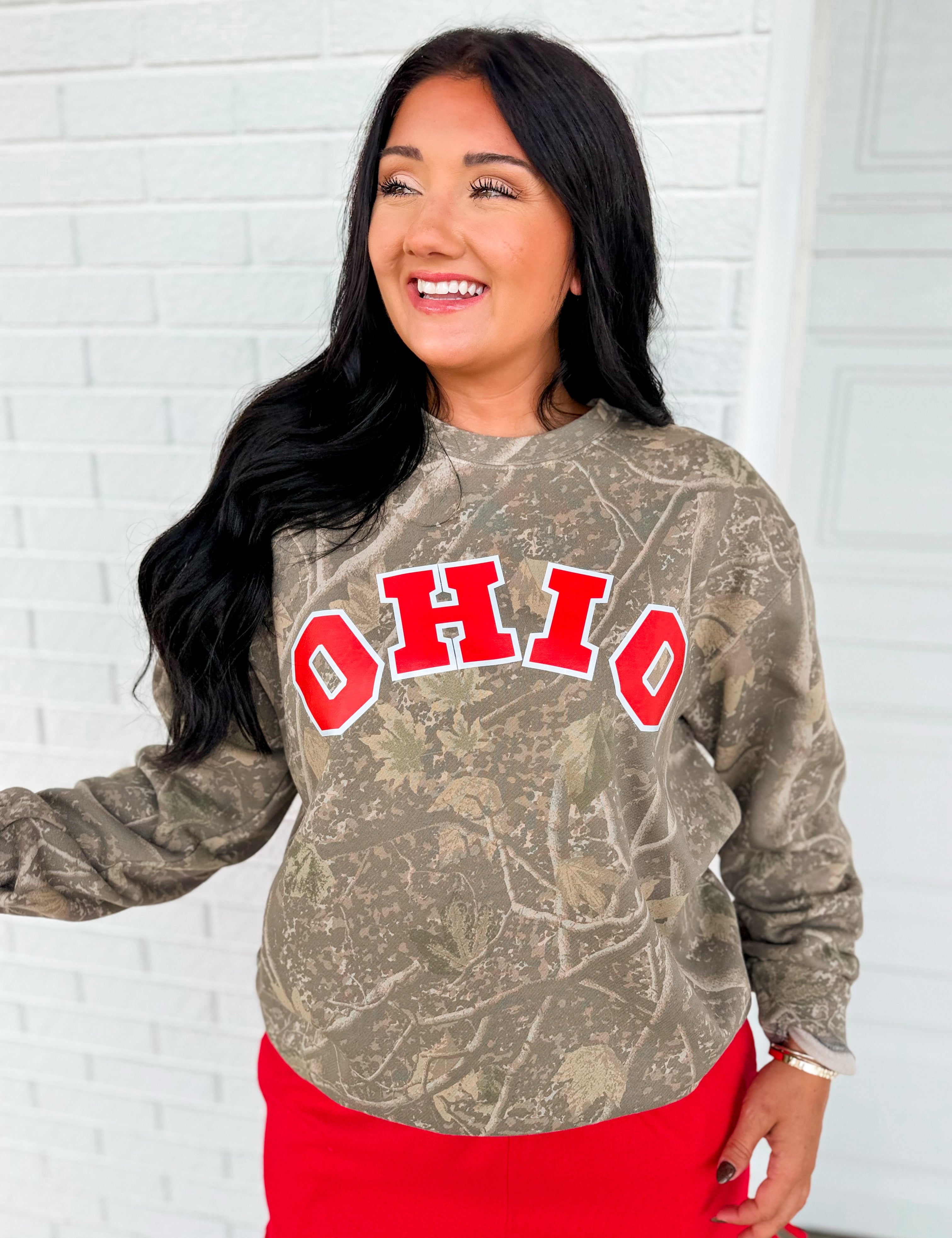 Ohio Camo Crewneck Sweatshirt - Lace and Grace Boutique