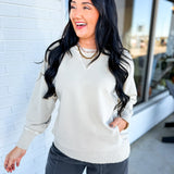 Pigment Dyed French Terry Pullover - Sand Beige - Lace and Grace Boutique