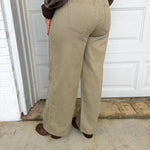 Cotton Twill Wide Leg Pants - Grey - Lace and Grace Boutique
