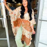 Oli & Hali Washed Print Lace Mix Duster - Copper