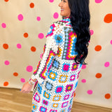 POL Granny Square Crochet Cardigan - Multicolor