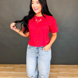 Ohio State Embroidered Logo Cropped Tee - Red